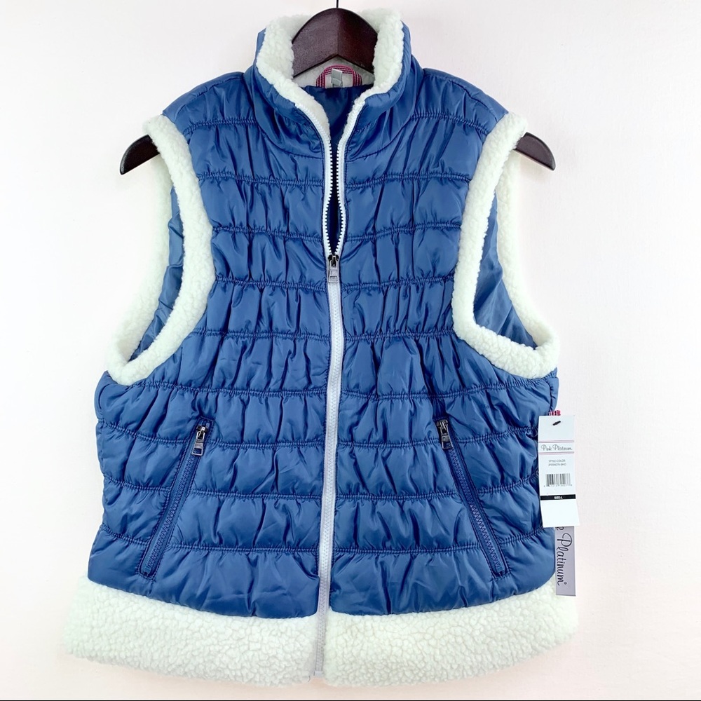 Pink Platinum Blue & White Puffer Vest Size L